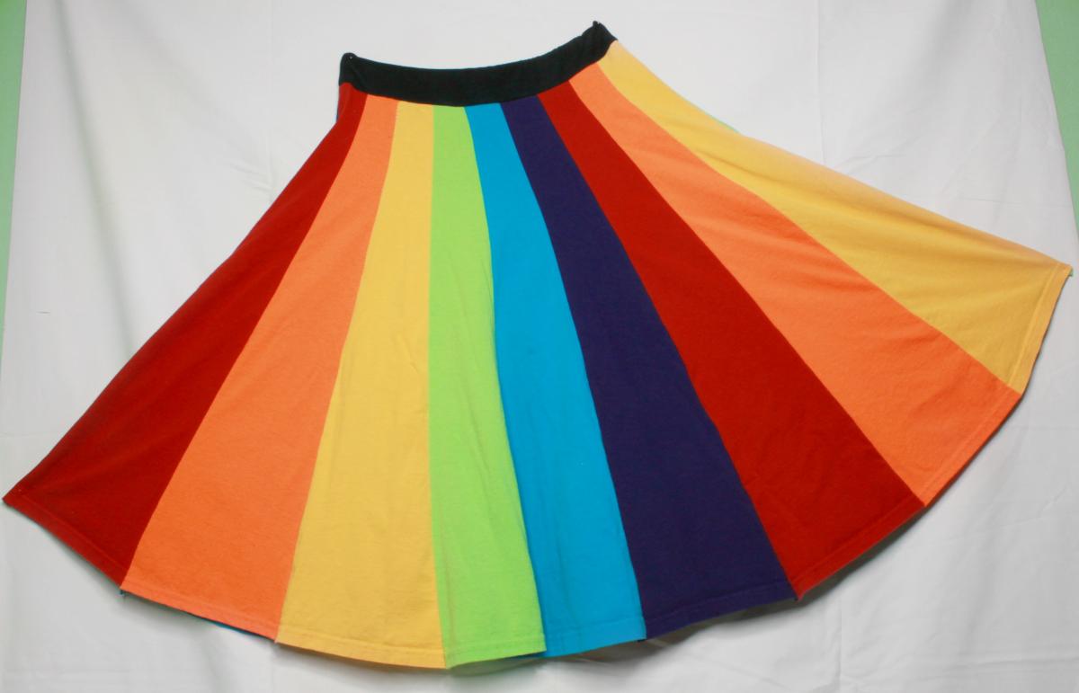 Rainbow Upcycled T-shirt Skirt Kawaii Boho Festival M L